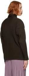 Homme Plissé Issey Miyake Brown Color Pleats Turtleneck