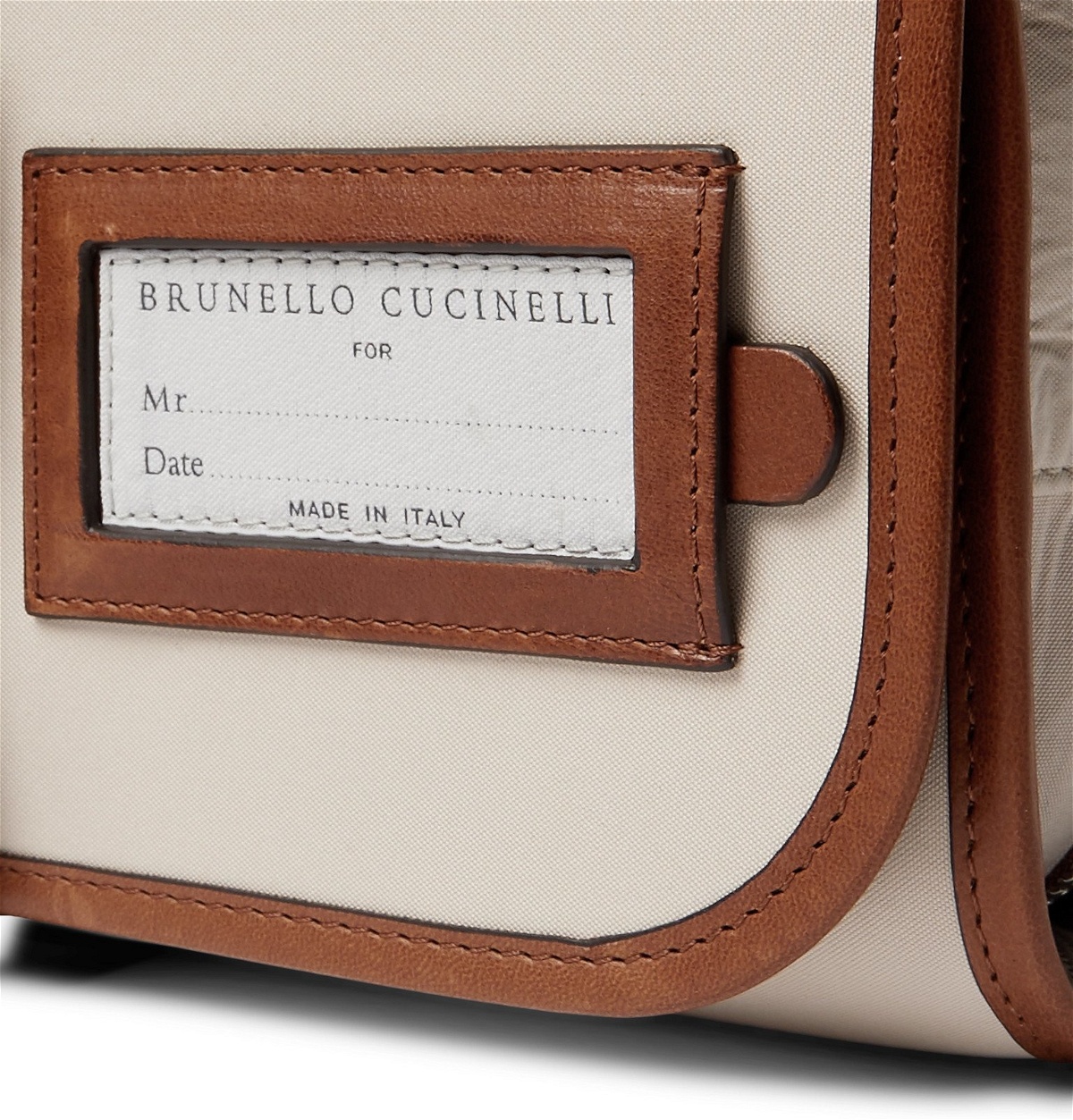 Brunello Cucinelli - Leather-Trimmed Canvas Wash Bag - Neutrals