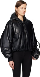 Acne Studios Black Hooded Faux-Leather Jacket