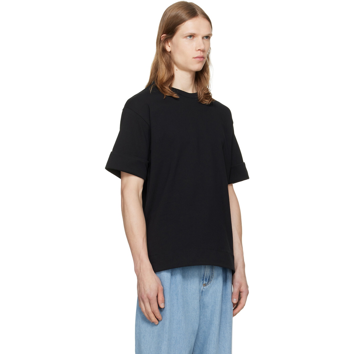 Simone Rocha Black Fitted Wire Turnup T-shirt