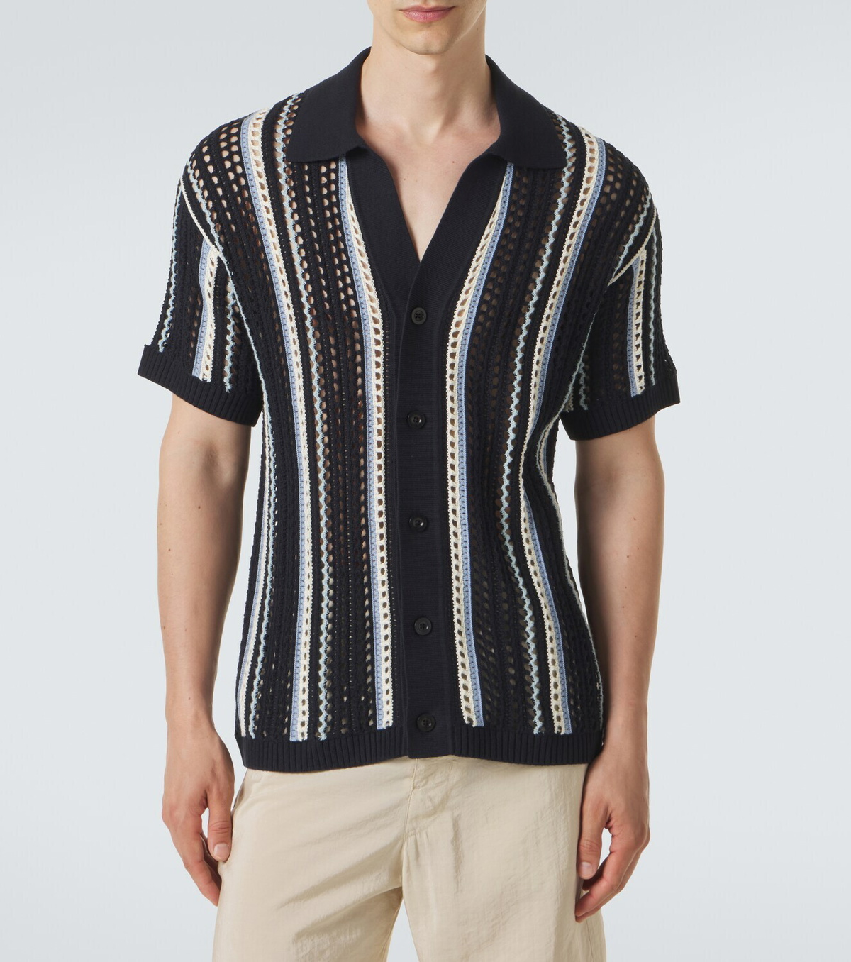 Frescobol Carioca Pinto crochet striped cotton shirt