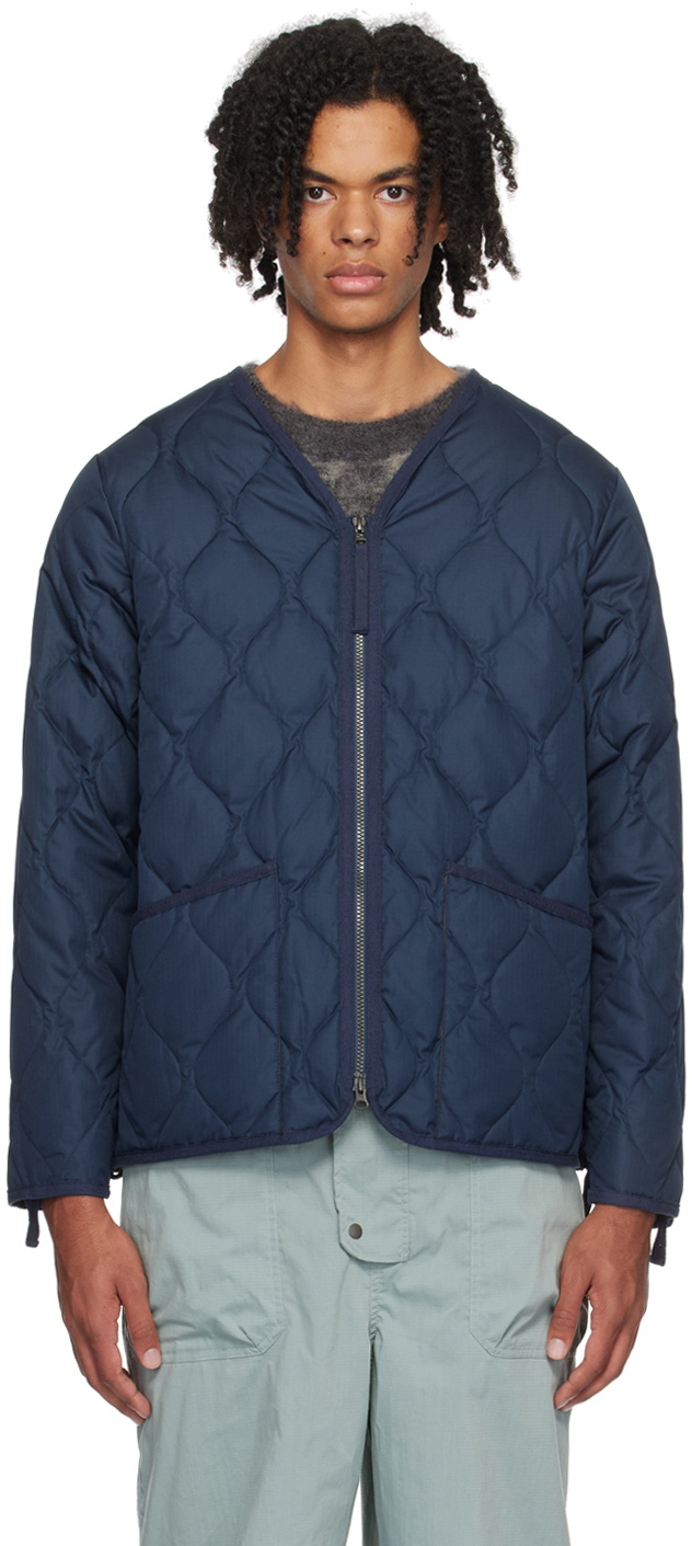 TAION Navy V-Neck Down Jacket Taion Extra