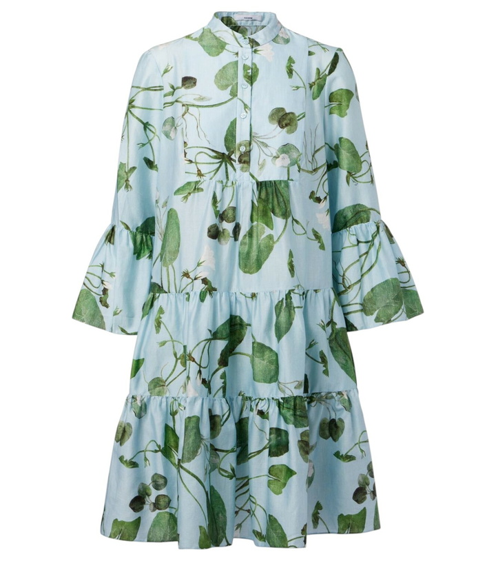 Erdem Embellished Off-the-shoulder Crinkled Satin Mini Dress Green Erdem