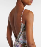 Camilla Crystal-embellished linen slip dress