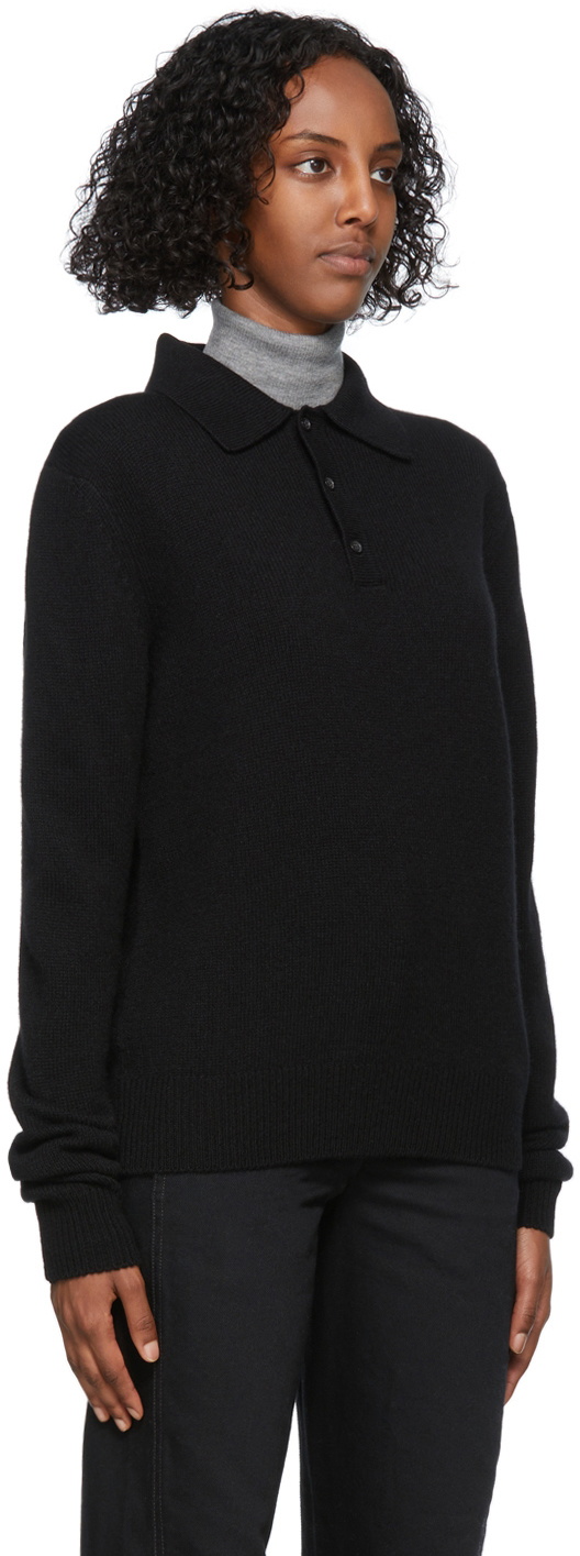 Salie66 Black Cashmere Harry Long Sleeve Polo