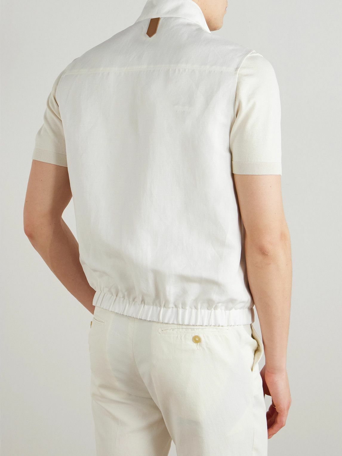 Canali - Reversible Linen and Silk-Blend Zip-Up Gilet - White