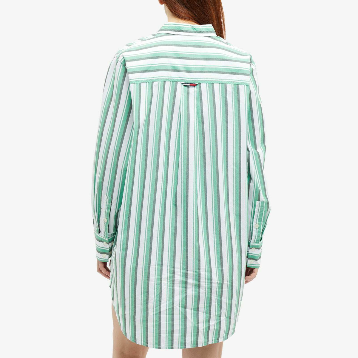 Tommy Jeans Women's Oversized Stripe Shirt Dress in Coastal Green/Multi