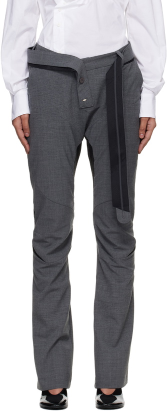 Photo: Ottolinger Gray Slim Multiline Suit Trousers