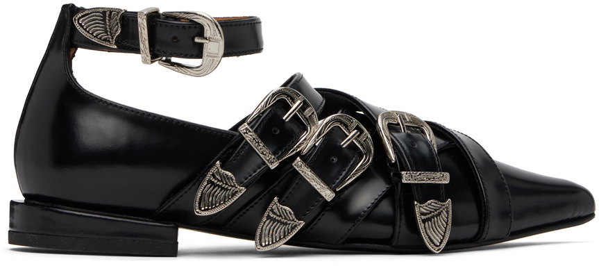 Toga Pulla SSENSE Exclusive Black Cross Strap Ballerina Flats Toga