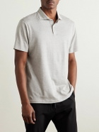 Peter Millar - Harris Herringbone Stretch-Cotton and Modal-Blend Polo Shirt - Gray