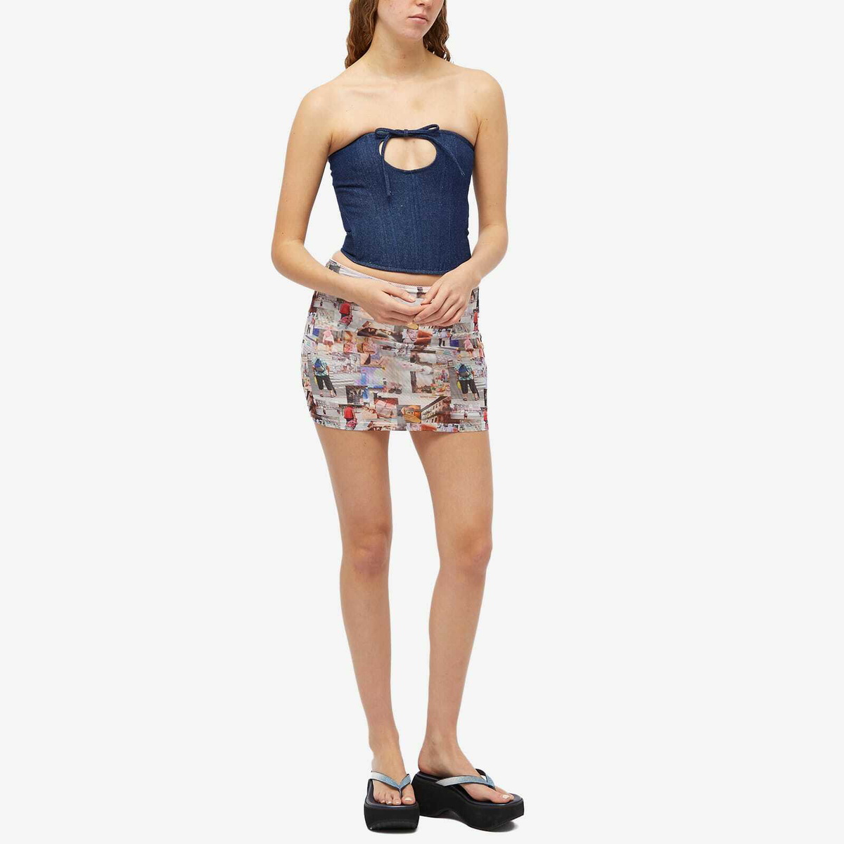 Sandy Liang Women's Isa Corset Top in Indigo
