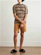 Mr P. - Striped Textured-Cotton T-Shirt - Brown