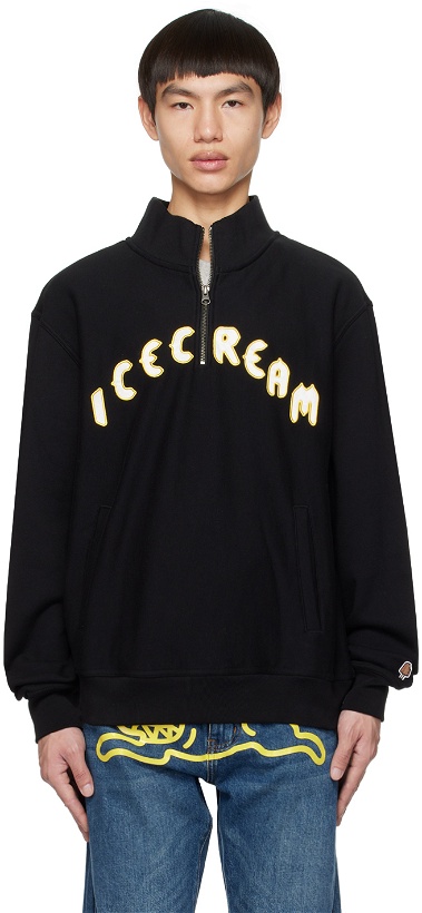 Photo: ICECREAM Black Half-Zip Sweatshirt
