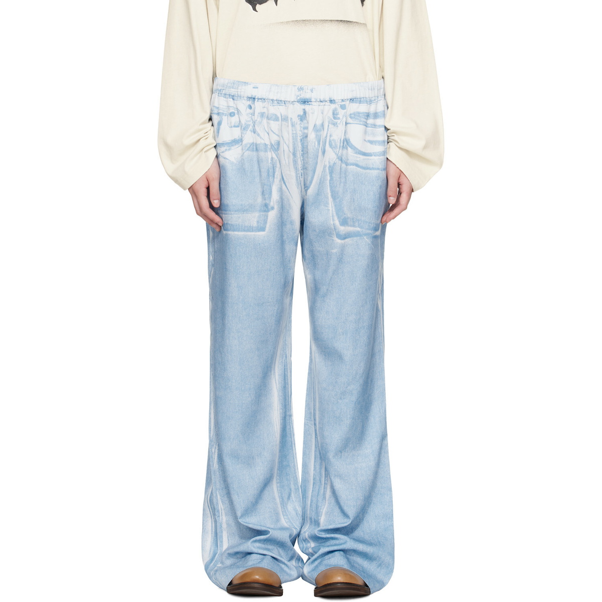 Acne Studios Blue Casual Printed Trousers