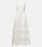 Elie Saab Belted organza-trimmed cotton maxi dress