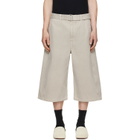 LEMAIRE Taupe Wide-Leg Belted Denim Shorts