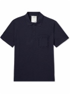 Valentino Garavani - Rockstud Embellished Cotton-Piqué Polo Shirt - Blue