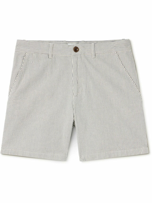 Photo: Mr P. - Slim-Fit Straight-Leg Striped Cotton Bermuda Shorts - Neutrals