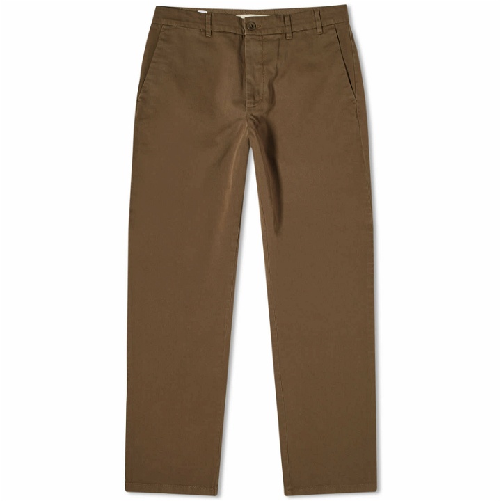 Photo: Norse Projects Men's Aros Slim Organic Stretch Twill Chino in Sediment Green