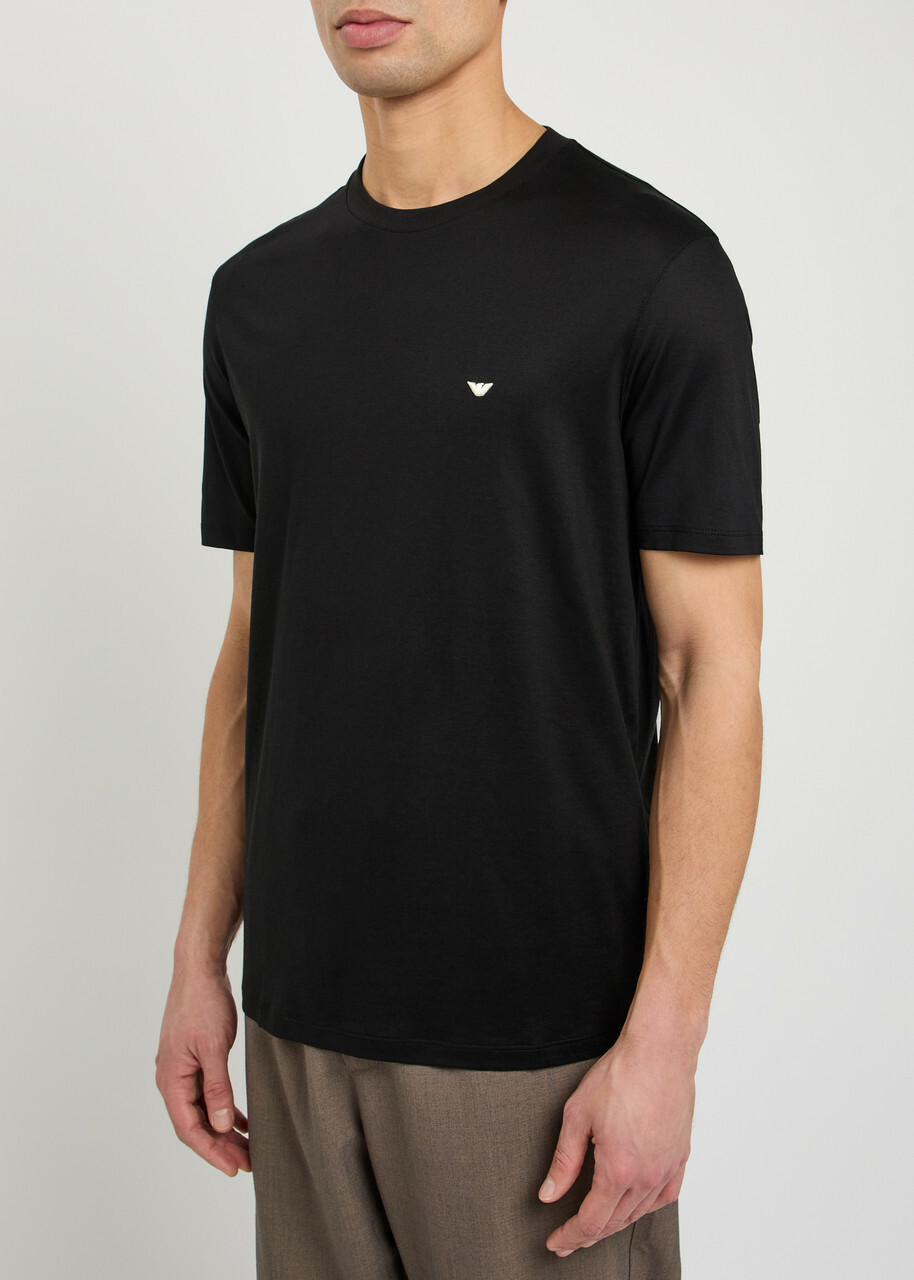 Emporio Armani Logo-embroidered Jersey T-shirt Black