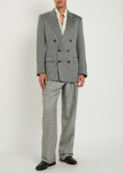 Tom Ford Double-breasted Herringbone Silk Blazer Black And White