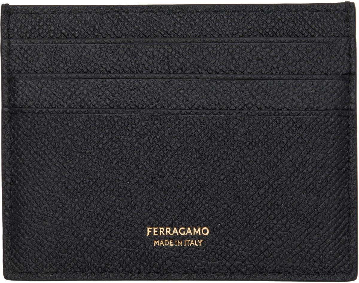 Ferragamo Black Gancini Credit Card Holder