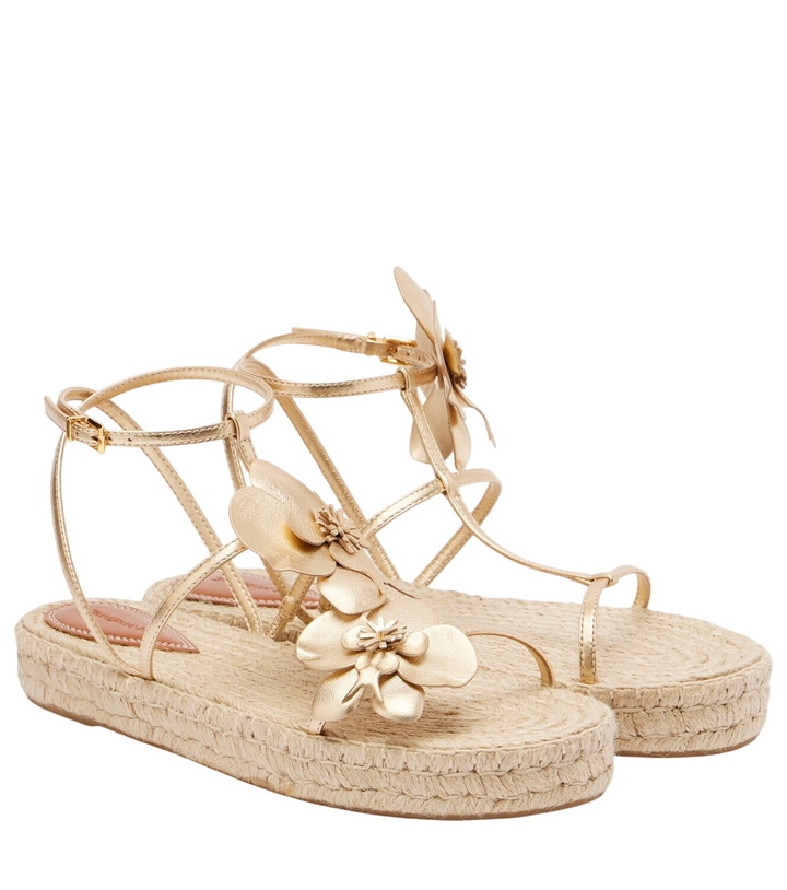 Photo: Zimmermann Floral-appliqué leather espadrille sandals