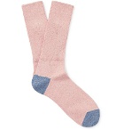 Mr P. - Two-Tone Mélange Cotton-Blend Socks - Pink