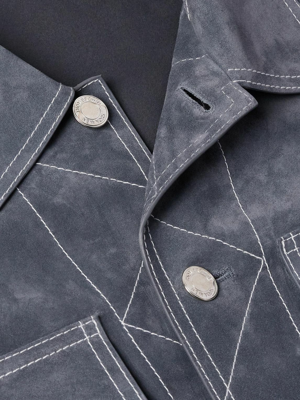 Thom Browne - Cropped Suede Jacket - Gray