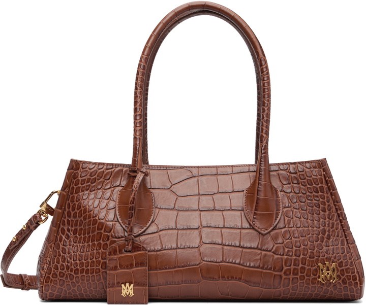 Photo: AMIRI Brown Embossed Croc Honey 40 Shoulder Bag