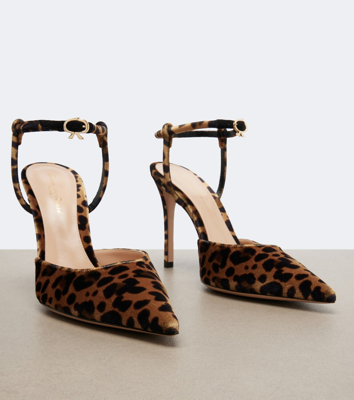Gianvito Rossi Leopard-print velvet slingback pumps