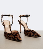Gianvito Rossi Leopard-print velvet slingback pumps