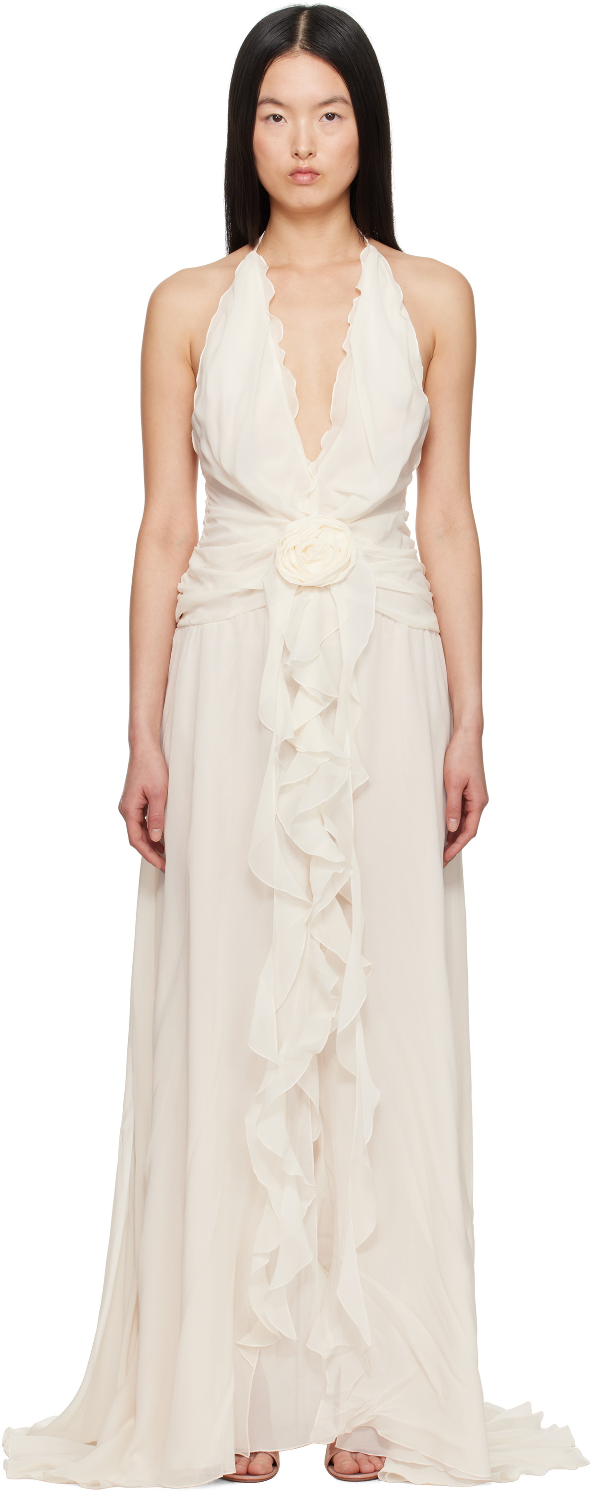 Blumarine Off-White Georgette Maxi Dress Blumarine