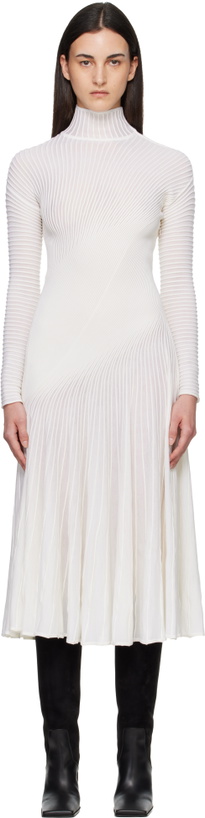 Photo: ALAÏA White Twisted Fine Wool Midi Dress