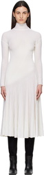 ALAÏA White Twisted Fine Wool Midi Dress