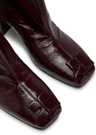 Courrèges Reedition 75 Crinkled Vinyl Ankle Boots Burgundy