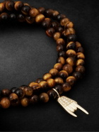 Sydney Evan - Small Mano Cornuto Gold, Tiger's Eye and Diamond Beaded Bracelet