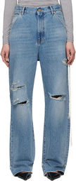 DARKPARK Blue Lisa Chain Adorned Loose Fit Carpenter Jeans