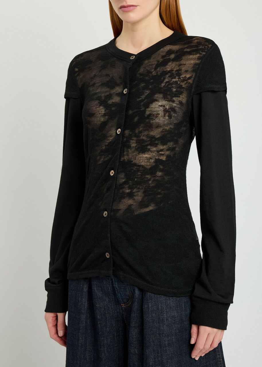 Our Legacy Heat Floral-jacquard Merino Wool top Black