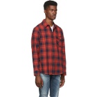 Nudie Jeans Red and Black Flannel Check Sten Shirt