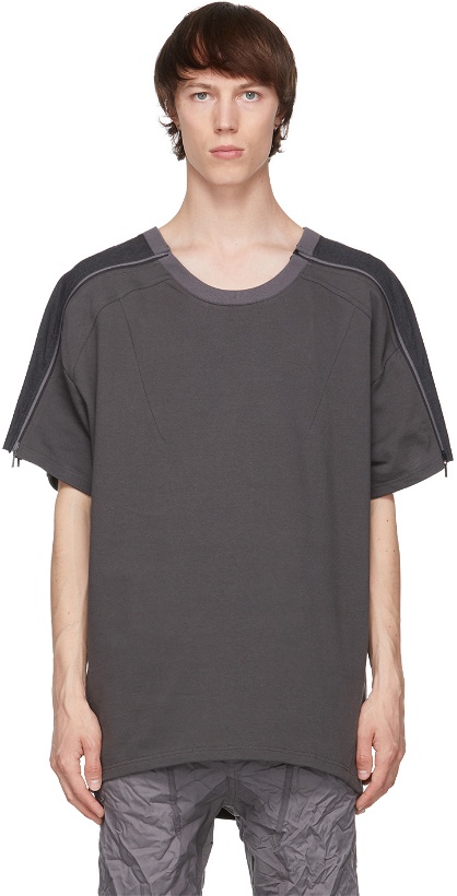 Photo: Blackmerle Grey Zip Panel T-Shirt