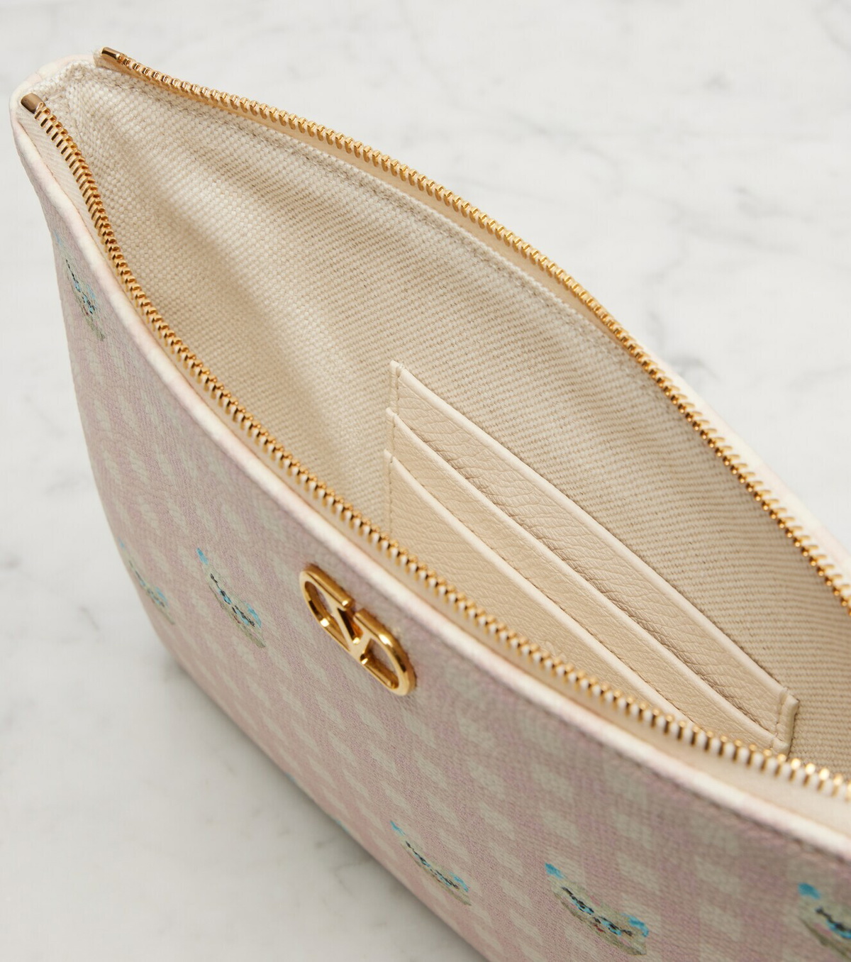 Valentino Garavani VLogo Medium printed leather pouch