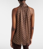 Elie Saab Polka-dot tie-neck silk chiffon top