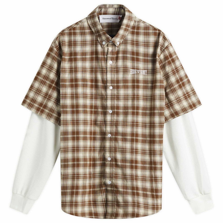 Photo: House Of Sunny Women's Double Layer Button Down Shirt in Multi