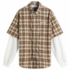 House Of Sunny Women's Double Layer Button Down Shirt in Multi