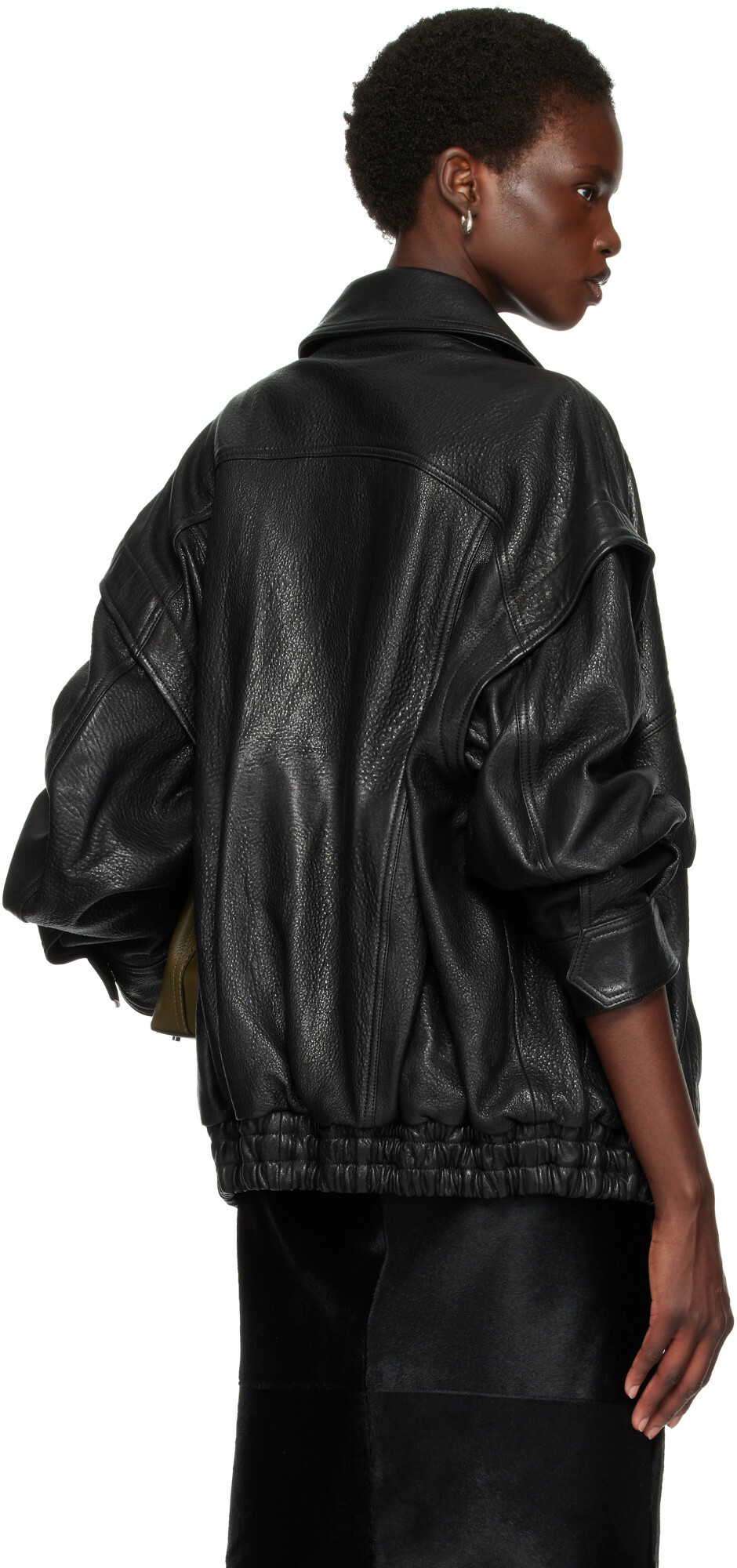 Nour Hammour Black Micah Leather Bomber Jacket