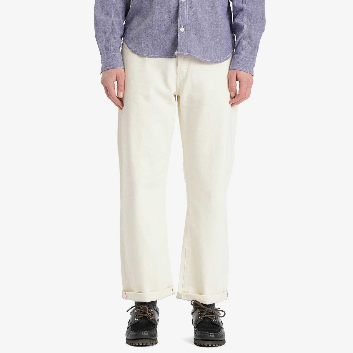 Dubbleware Men's Selvedge 5 Pocket Jeans in Ecru