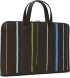 Paul Smith Brown 'Painted Stripe' Slim Leather Folio Briefcase