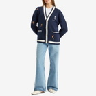 Casablanca Women's Cashmere Embroidered Cardigan in Navy/White
