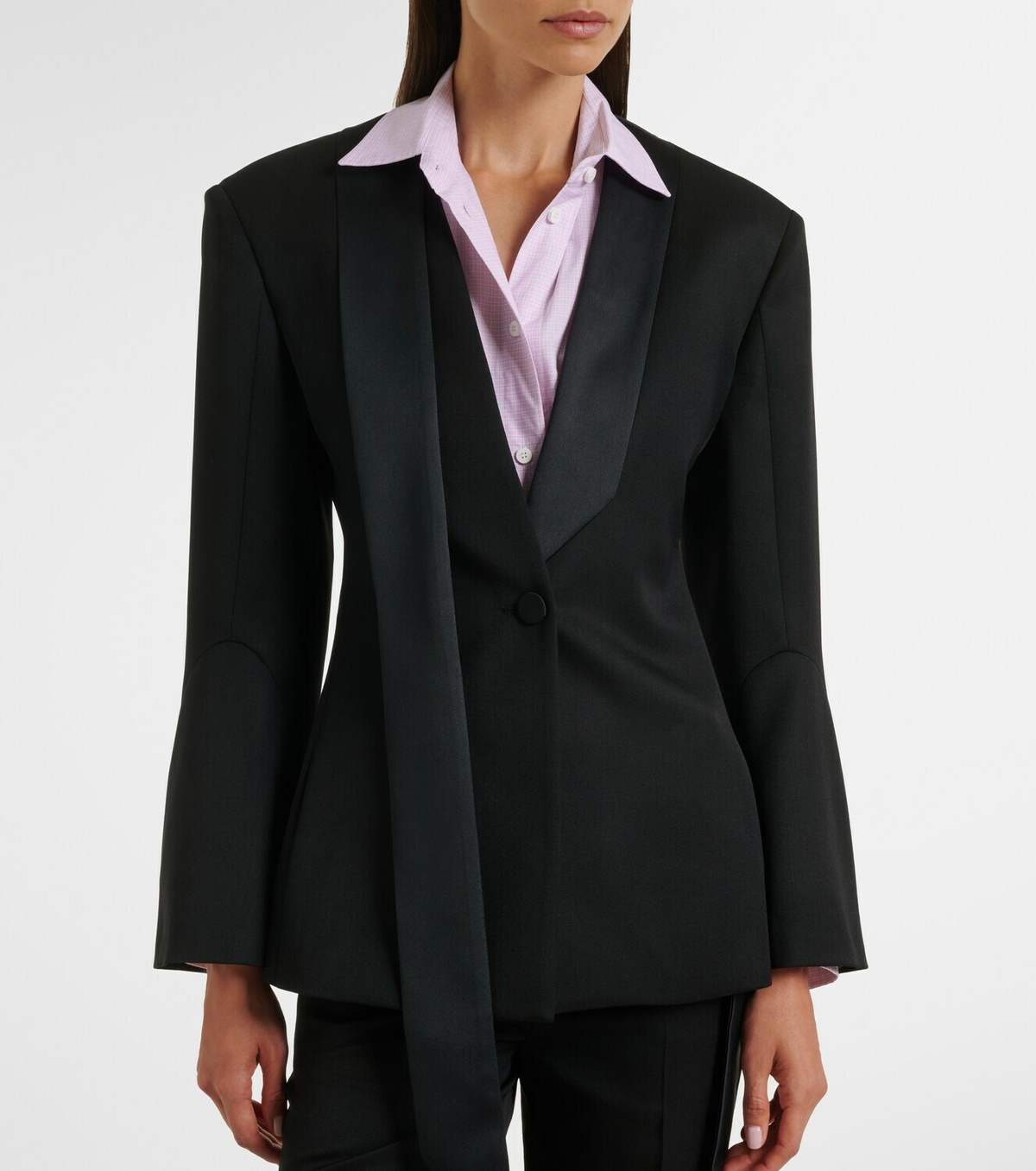 The Attico Satin-trimmed virgin wool blazer